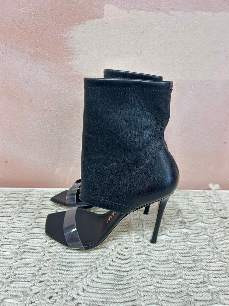 Stuart Weitzman Black Open Toe Boot Heel