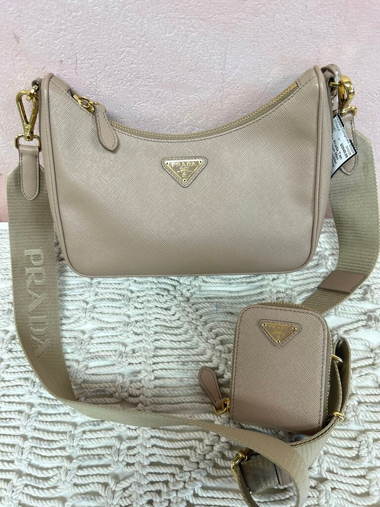 Prada Tan Re Edition Mini Leather Shoulder Bag w/Box (Orig $2750)