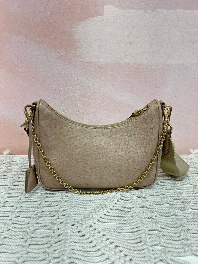 Prada Tan Re Edition Mini Leather Shoulder Bag w/Box (Orig $2750)
