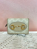 Gucci Beige Monogram Horsebit 1955 Wallet w/Box