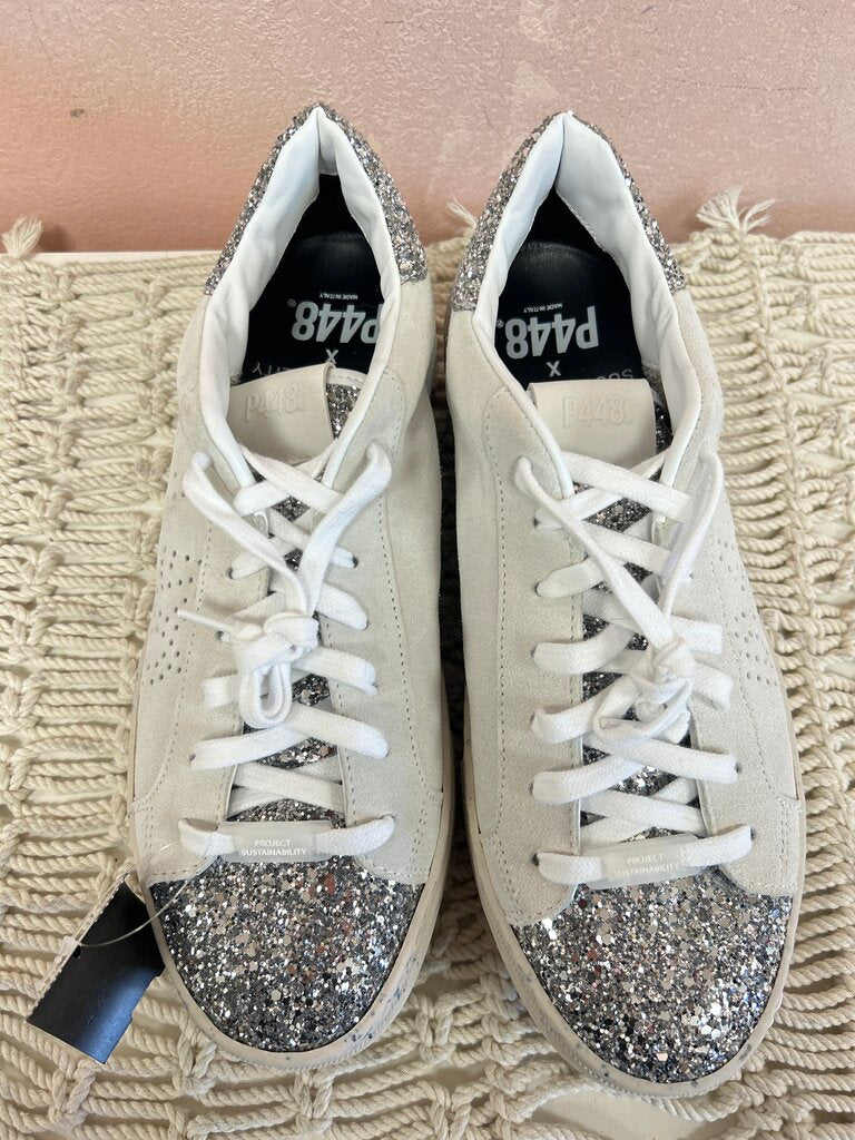 P448 White Silver Glitter Sneaker