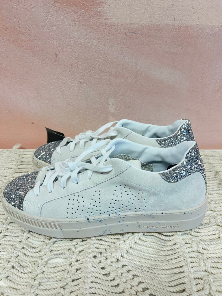 P448 White Silver Glitter Sneaker