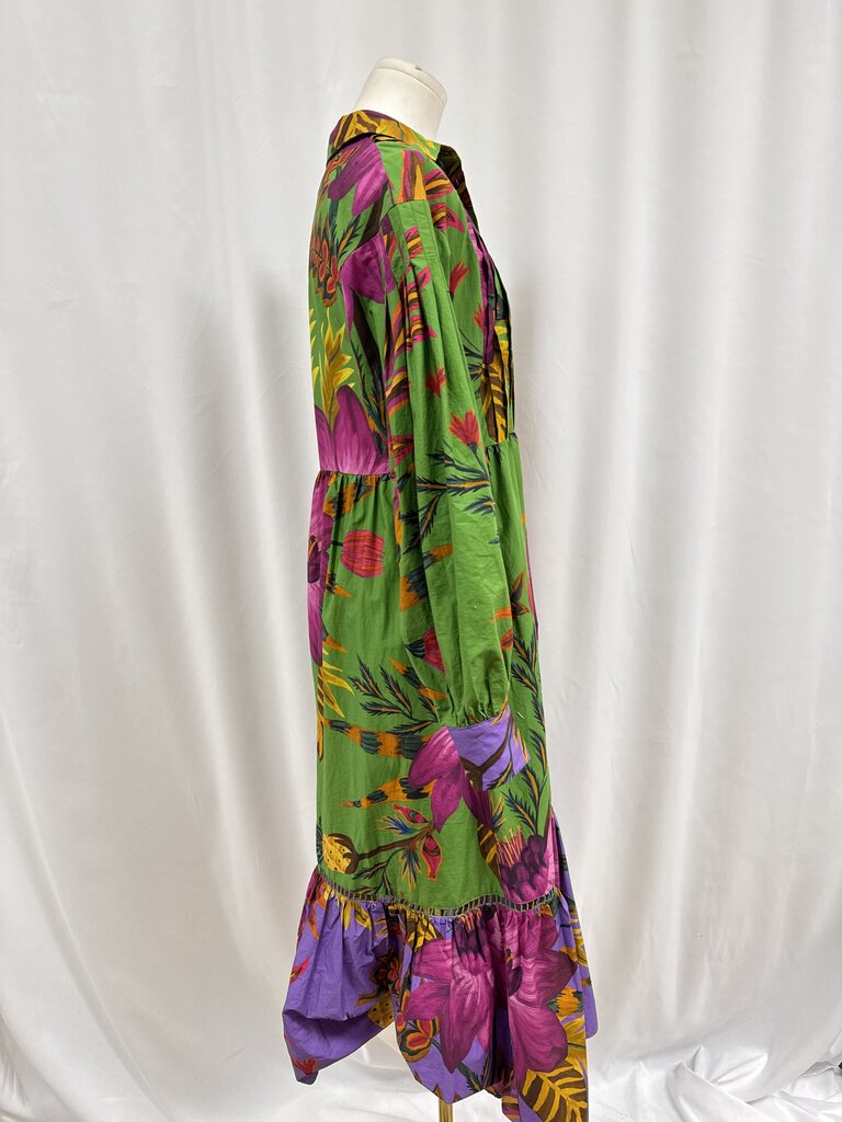 Farm Rio Green Floral Button Up Maxi Dress