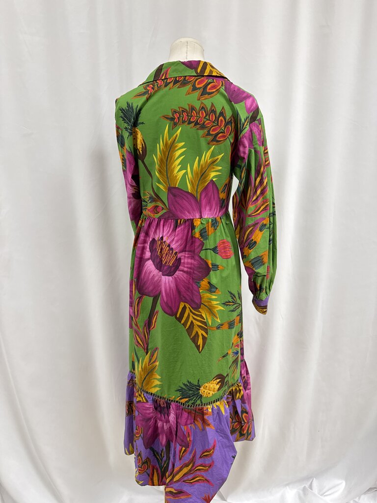 Farm Rio Green Floral Button Up Maxi Dress