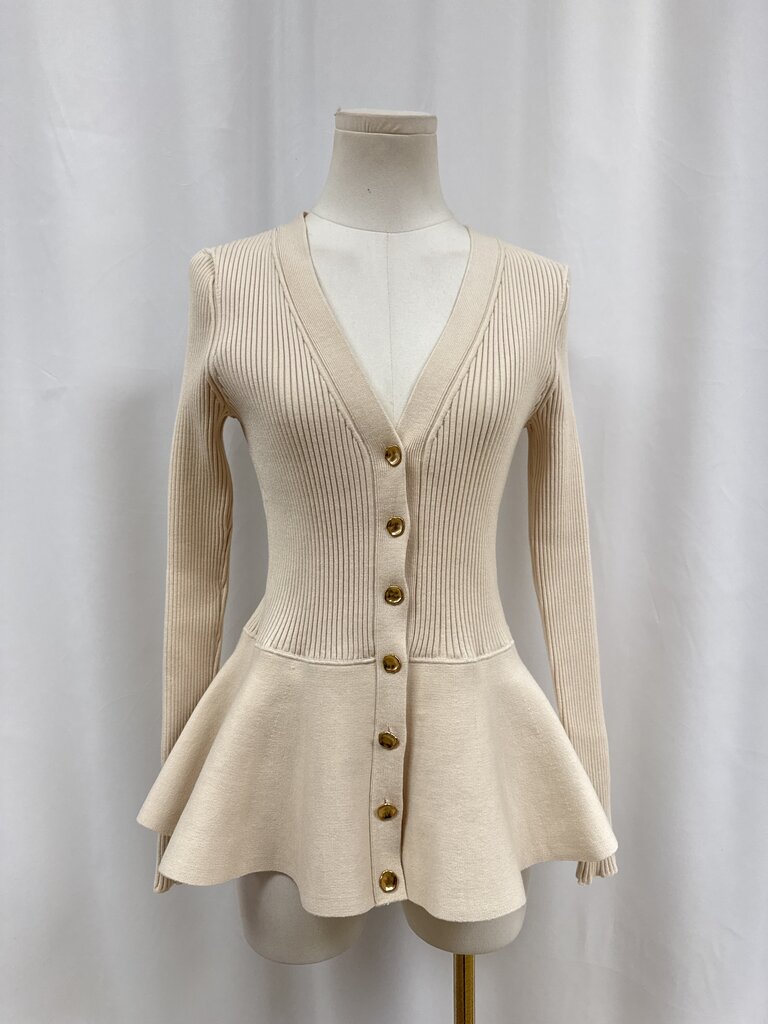 Jason Wu Stone Ribbed Peplum Cardigan NWT