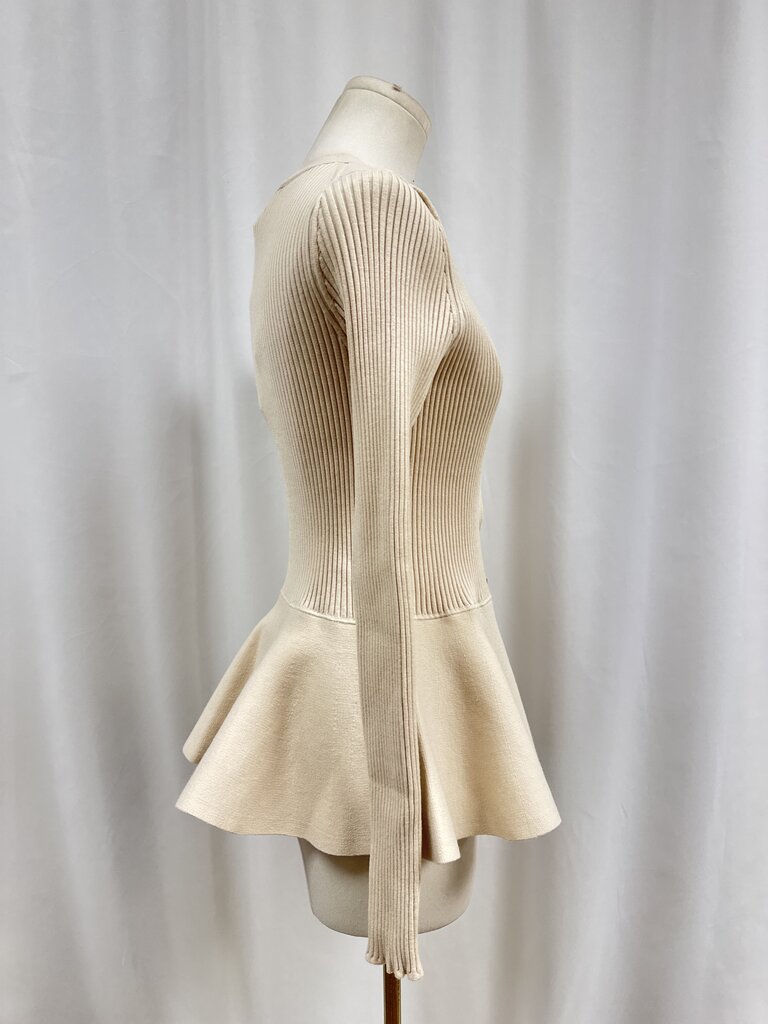 Jason Wu Stone Ribbed Peplum Cardigan NWT