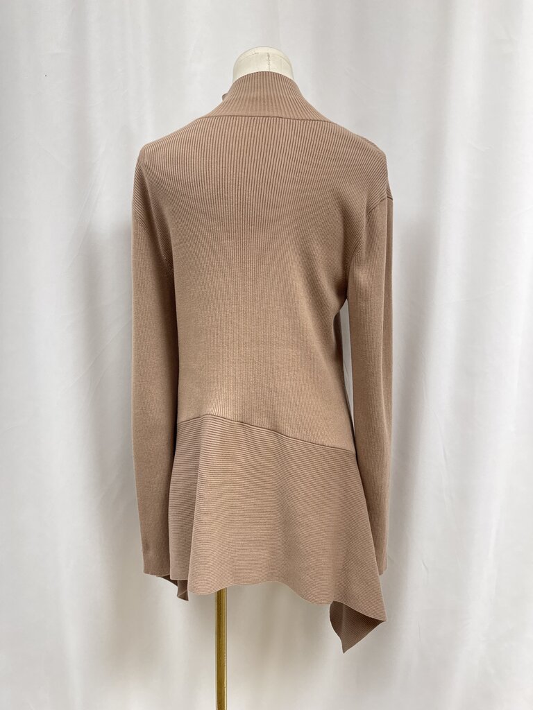 Adeam Tan Ribbed Mock Neck Asymmetrical Top