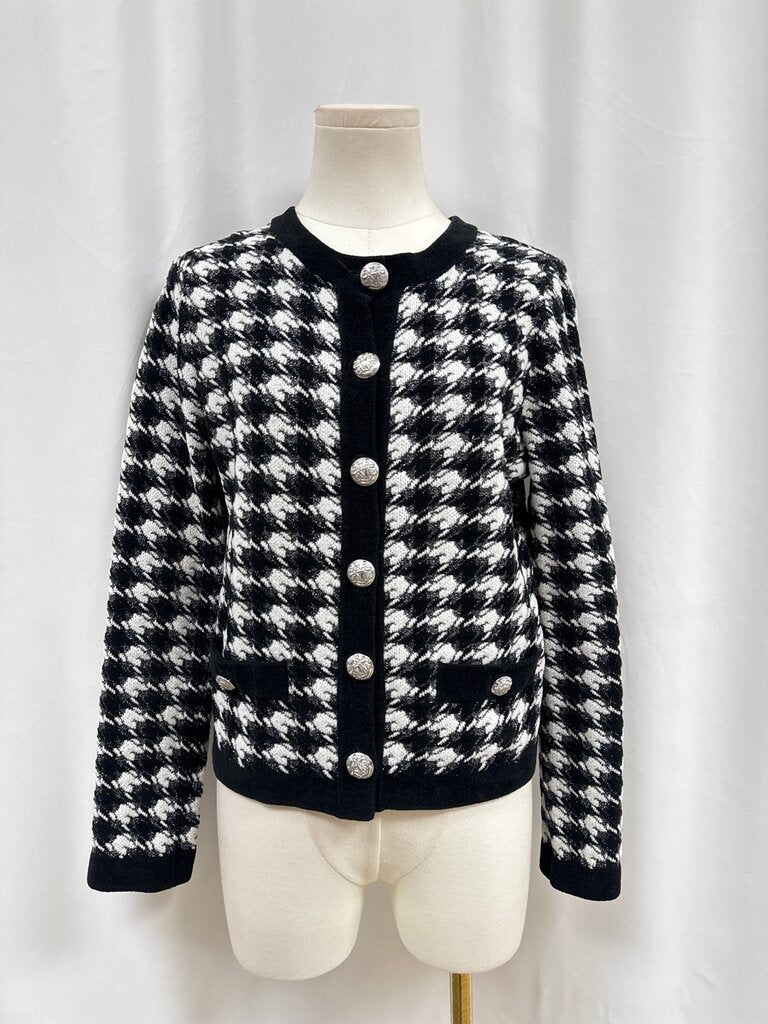 Veronica Beard Black and White Knit Houndstooth Jacket