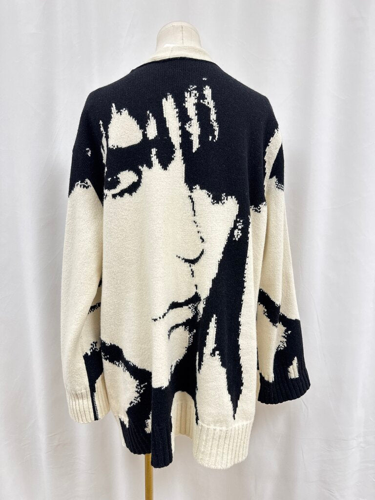 (nude) Black and White Cardigan