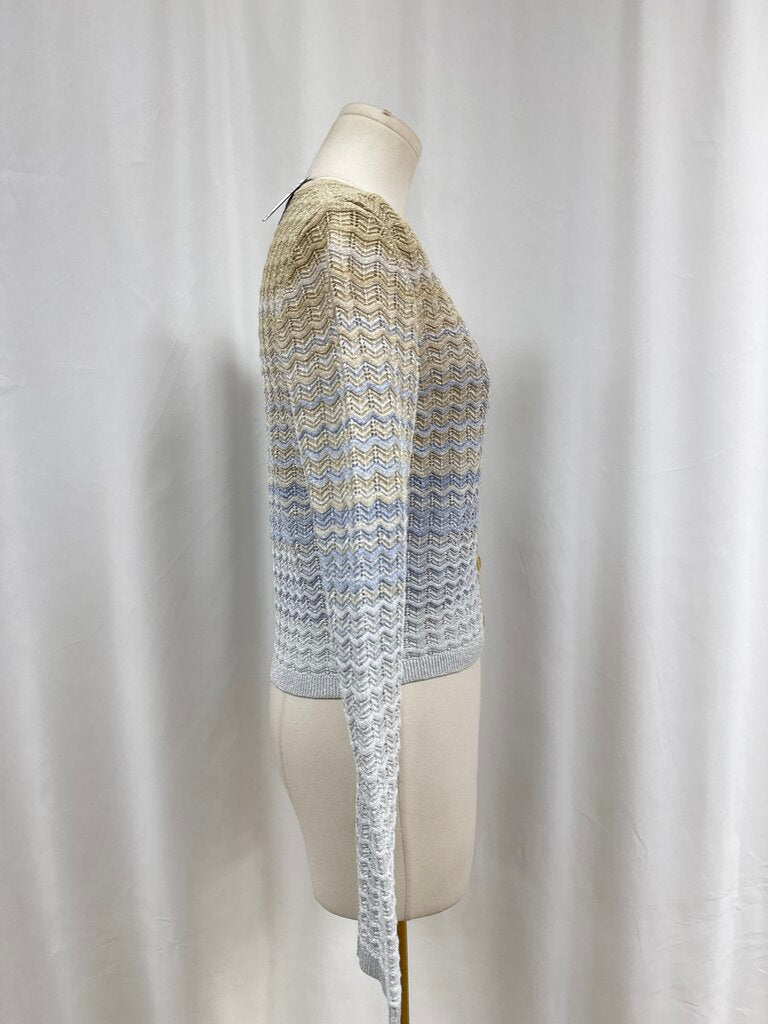 Sandro Purple and Tan Knit Cardigan