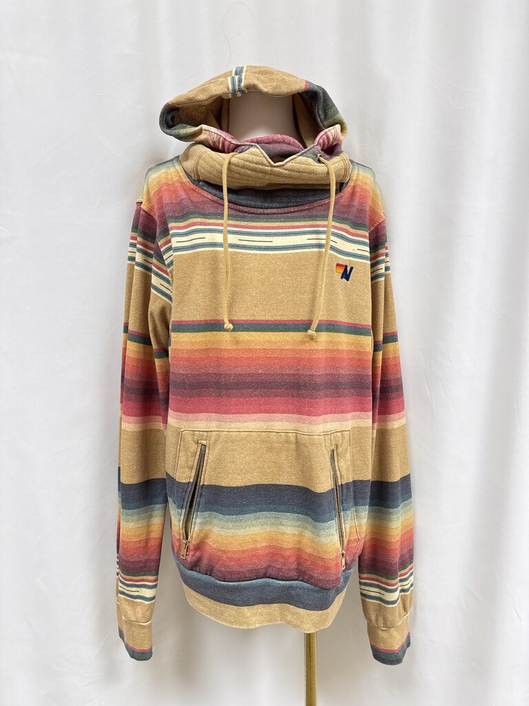 Aviator Nation Tan Striped Hoodie