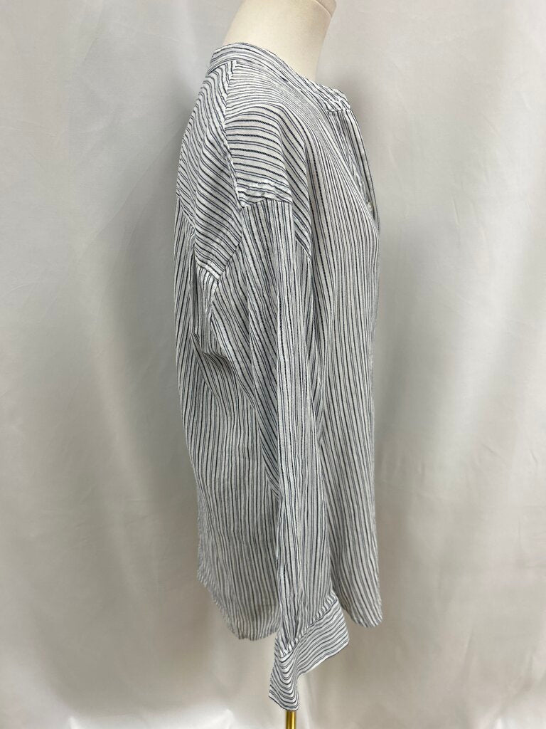 6397 Blue Striped Henley Top