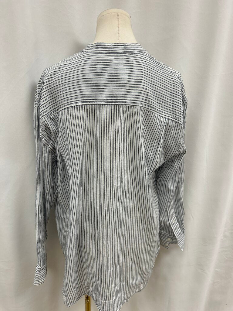 6397 Blue Striped Henley Top