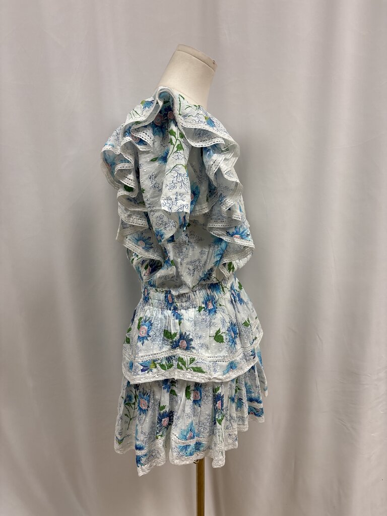 LoveShackFancy Blue Floral Mini Dress