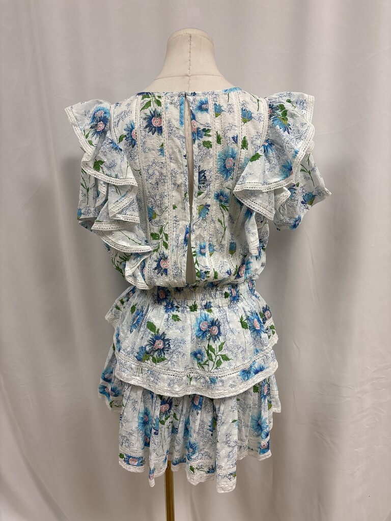 LoveShackFancy Blue Floral Mini Dress