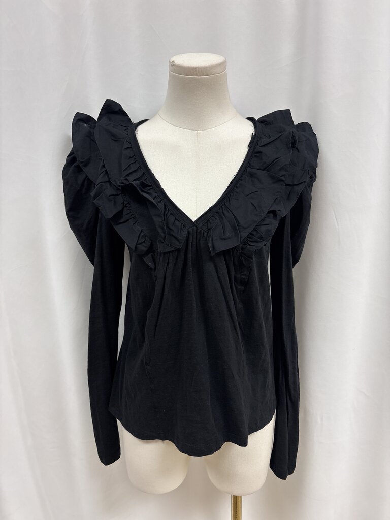Anthropologie Black Ruffle Top NWT