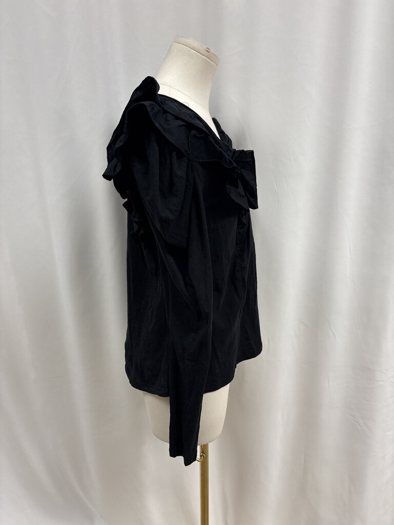 Anthropologie Black Ruffle Top NWT