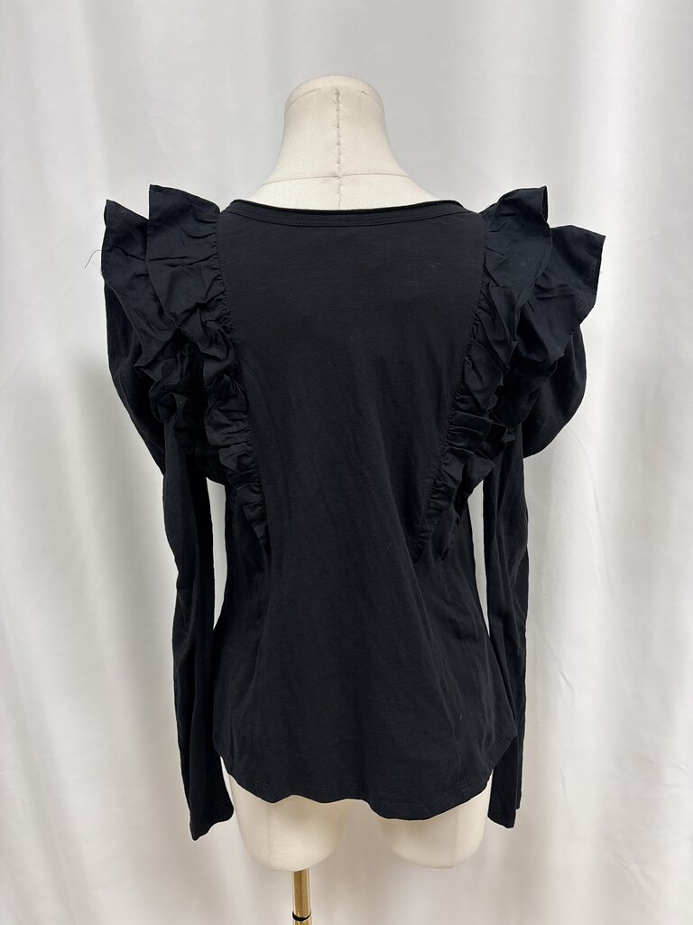 Anthropologie Black Ruffle Top NWT
