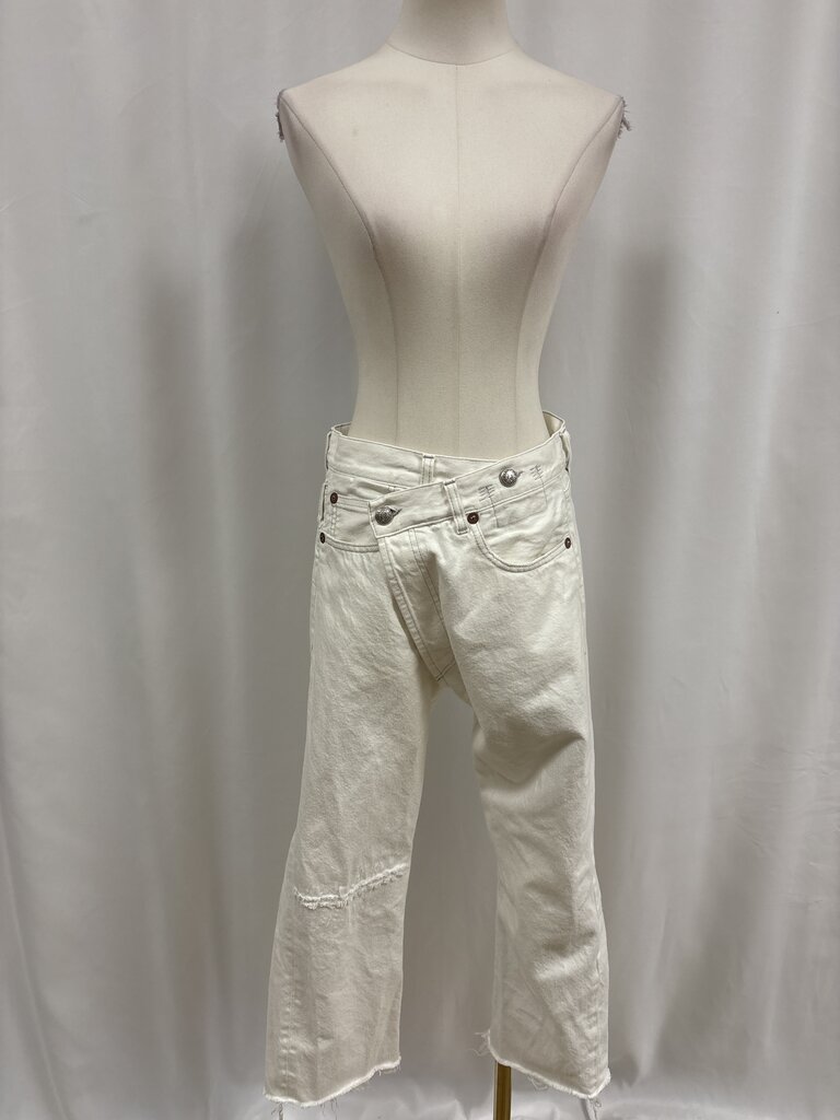 R13 White Distressed Jean