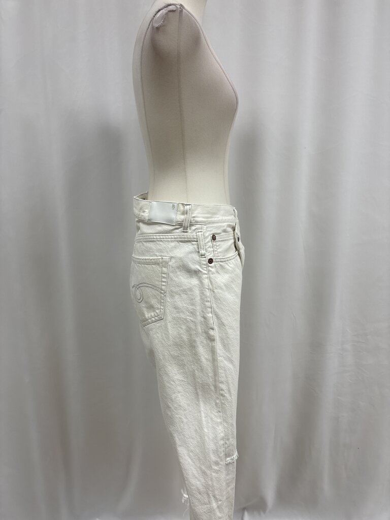 R13 White Distressed Jean