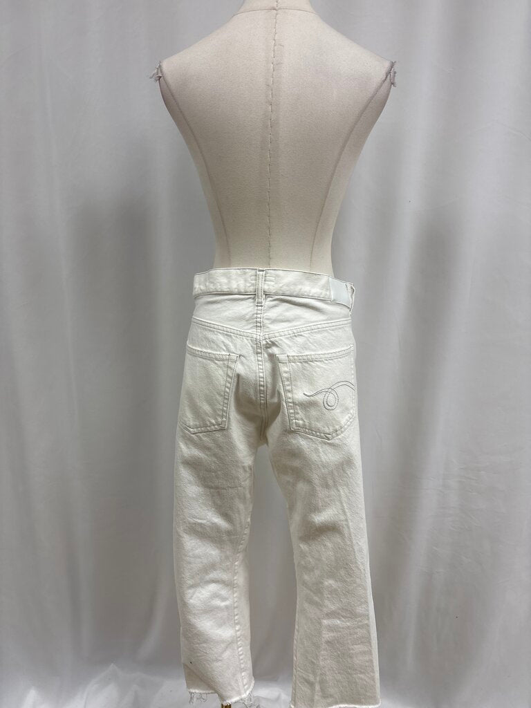 R13 White Distressed Jean