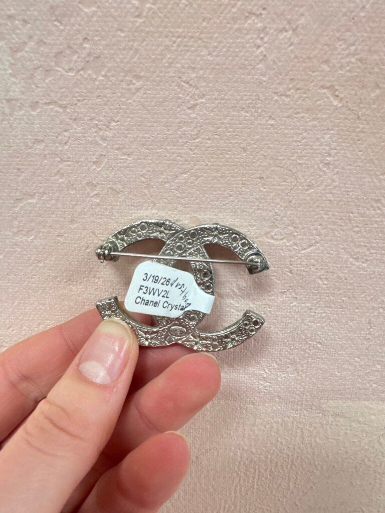 Chanel Crystal and Pearl Brooch W/ Dust Bag