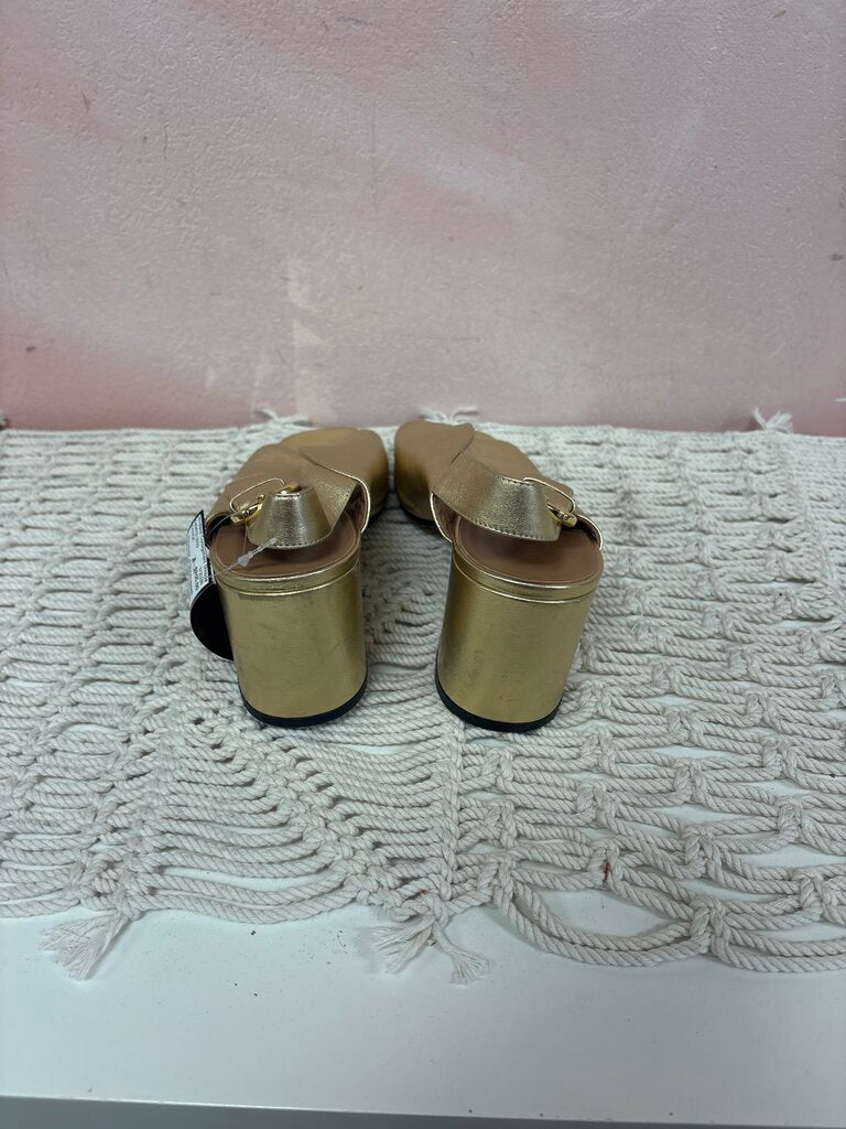 Nomasei Metallic Sling Back Block Heel