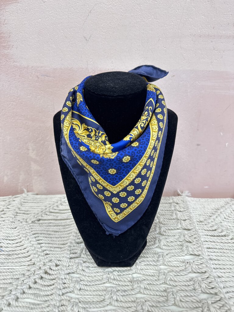 Versace Blue Silk Printed Scarf