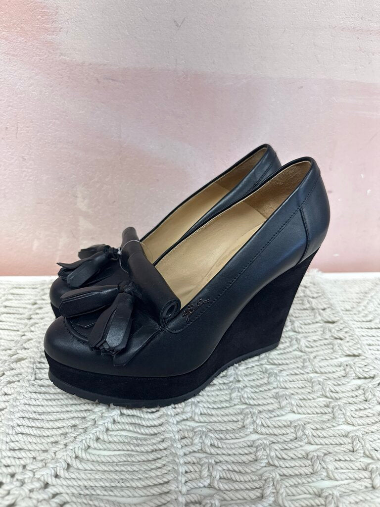 Longchamp Black Tassel Wedge
