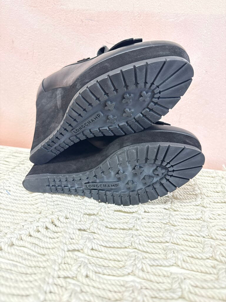 Longchamp Black Tassel Wedge