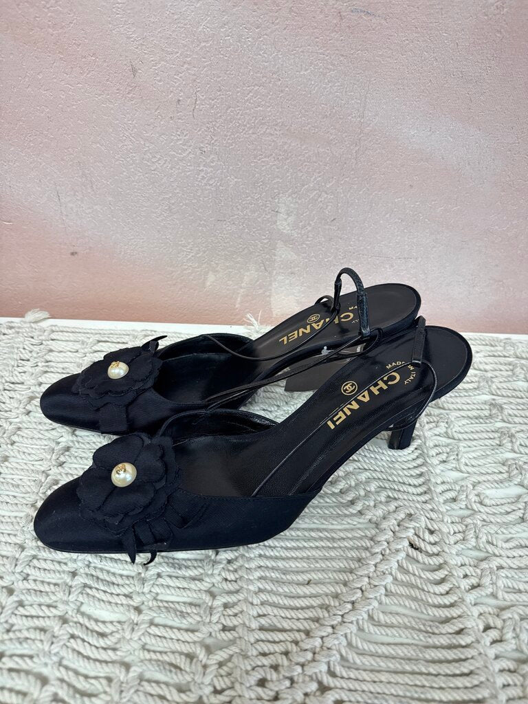 Chanel Black Classic Slingback w/Box