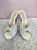 Fendi Cream Patent Open Toe Heel w/Box