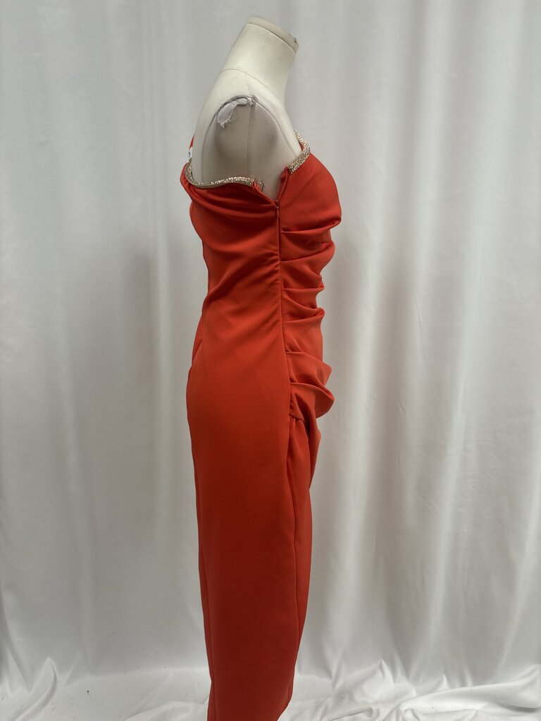 Rengin range One Shoulder Crystal Trim Evening Gown NWT