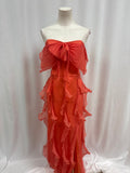 Hutch Coral Ruffle Strapless Maxi Dress