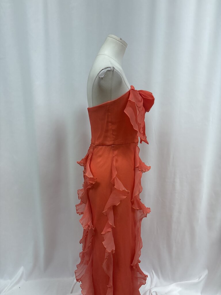 Hutch Coral Ruffle Strapless Maxi Dress