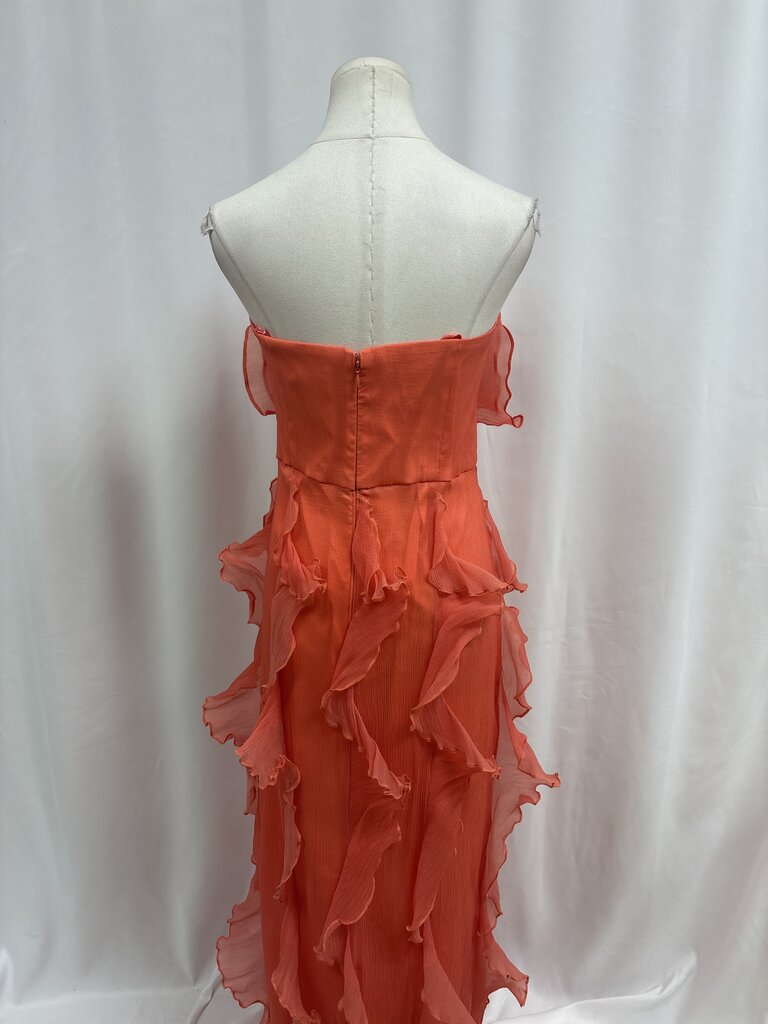 Hutch Coral Ruffle Strapless Maxi Dress
