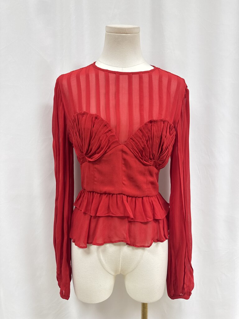 Farm Rio Red Pleated Top
