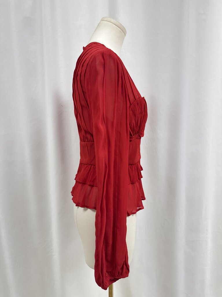 Farm Rio Red Pleated Top