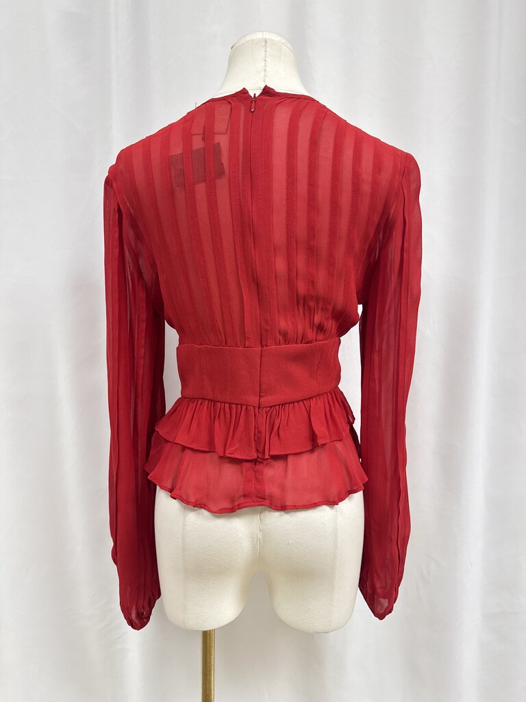 Farm Rio Red Pleated Top