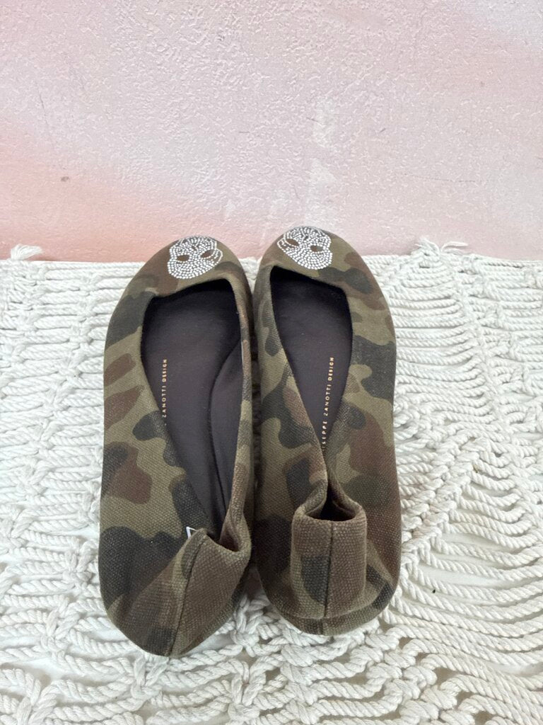 Guiseppe Zanotti Green Camo Ballet Flat