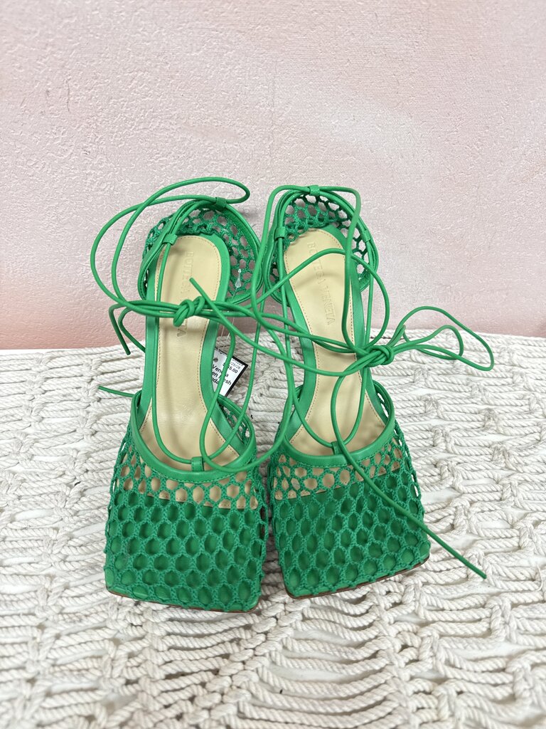 Bottega Green Mesh Strappy Sandals
