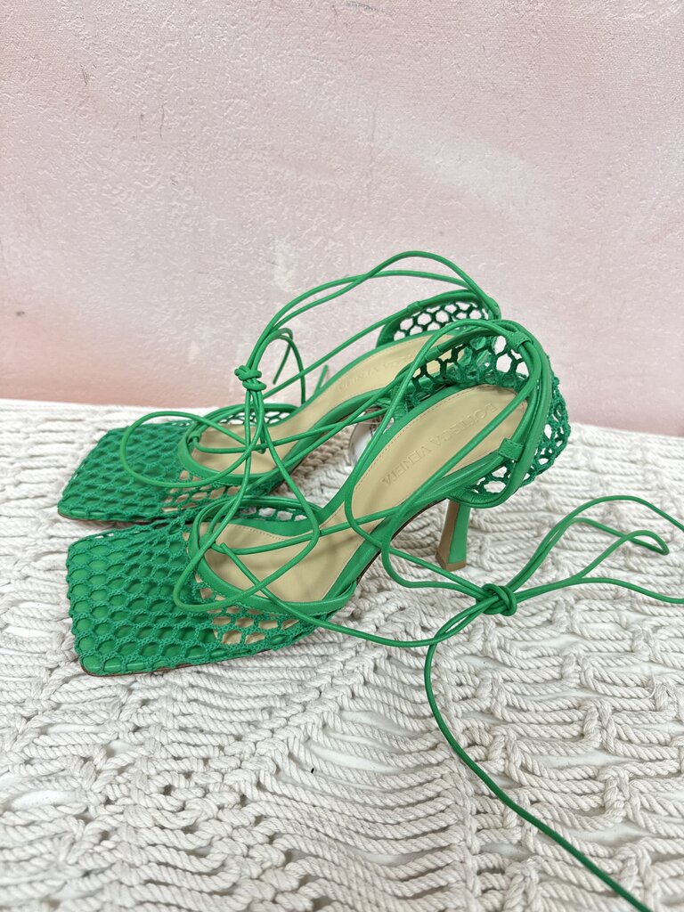Bottega Green Mesh Strappy Sandals