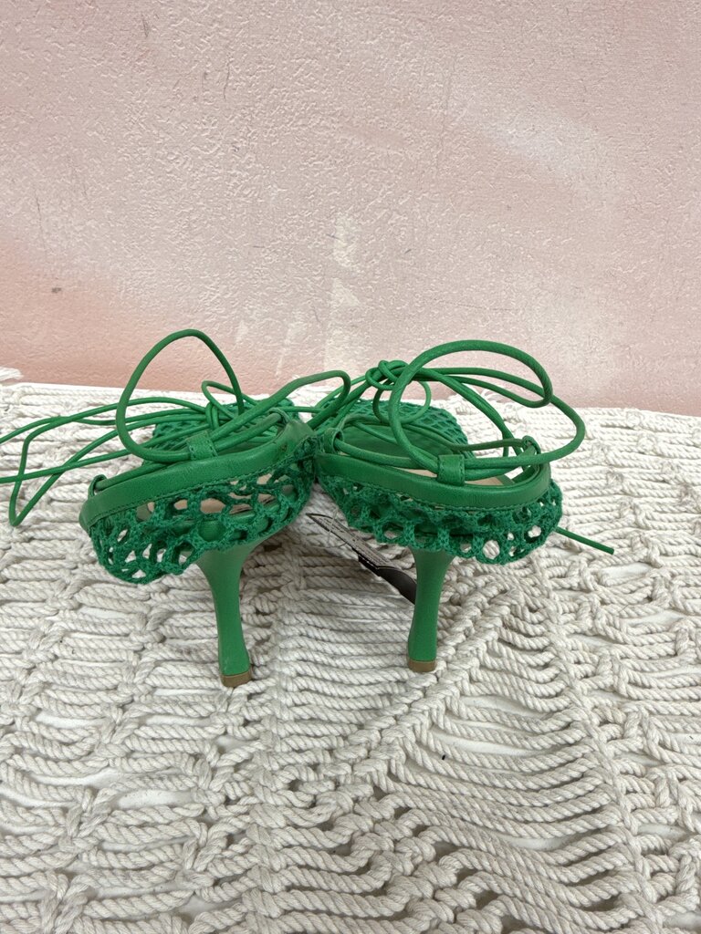 Bottega Green Mesh Strappy Sandals