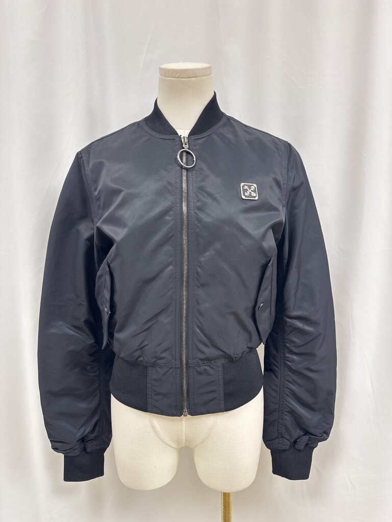 Off White Black Nylon Bomber Jacket