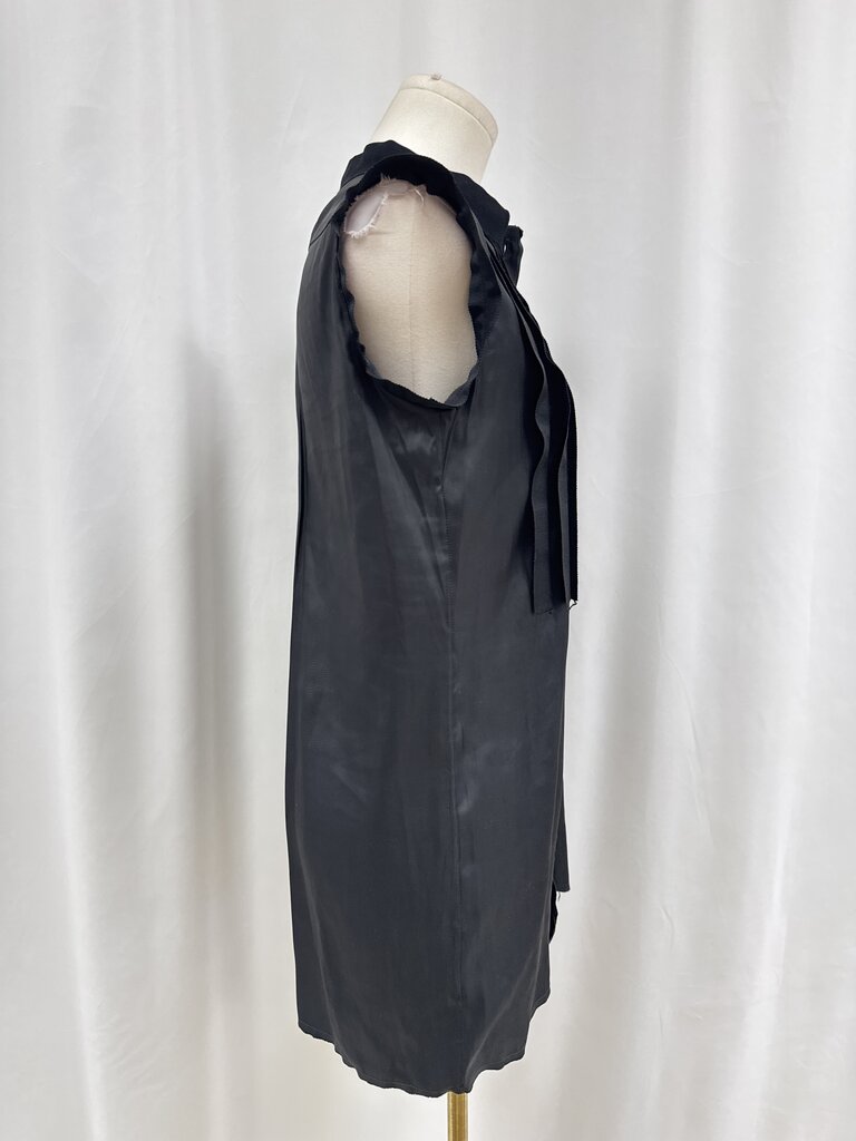 Lanvin Black Pleated Grosgrain Top