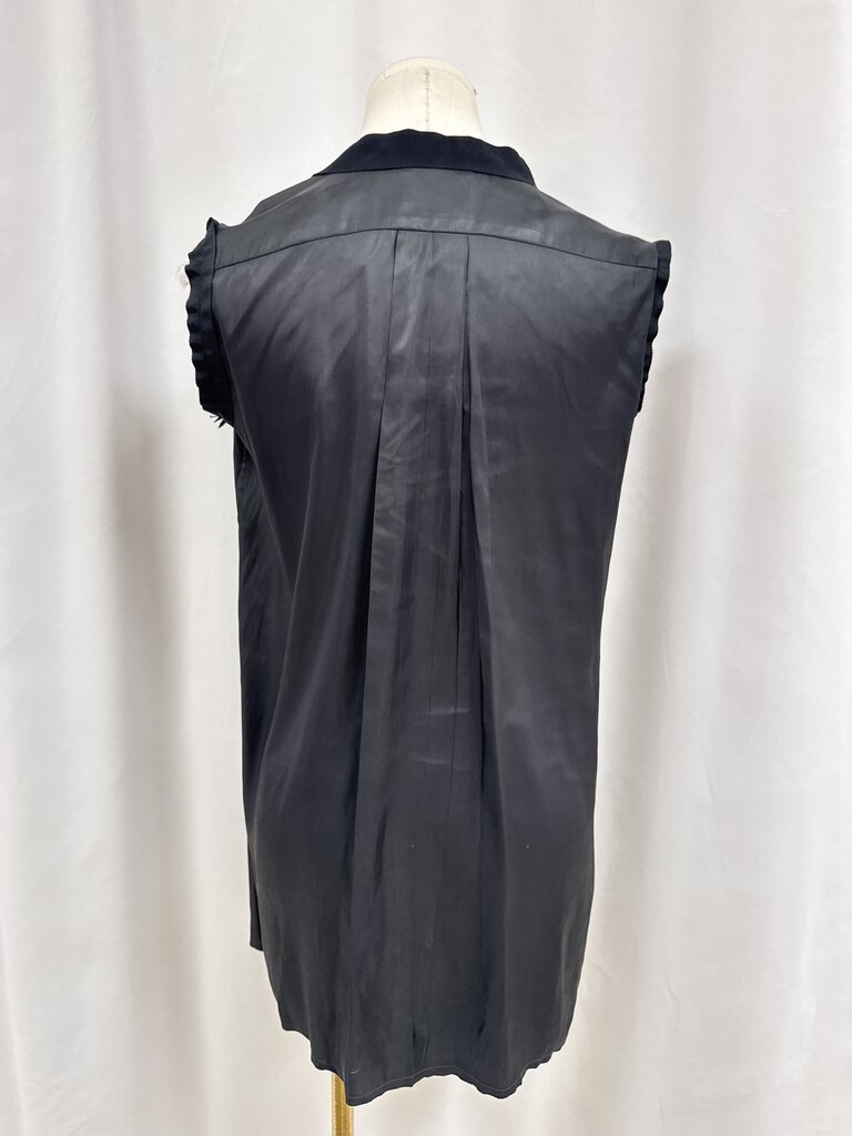 Lanvin Black Pleated Grosgrain Top