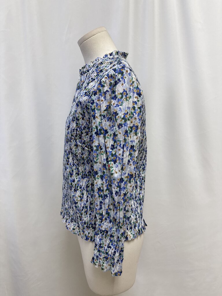 Veronica Beard Blue Smocked Top NWT