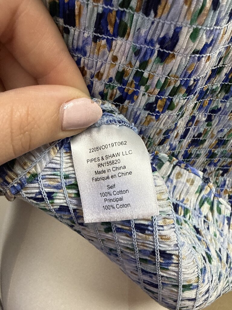 Veronica Beard Blue Smocked Top NWT