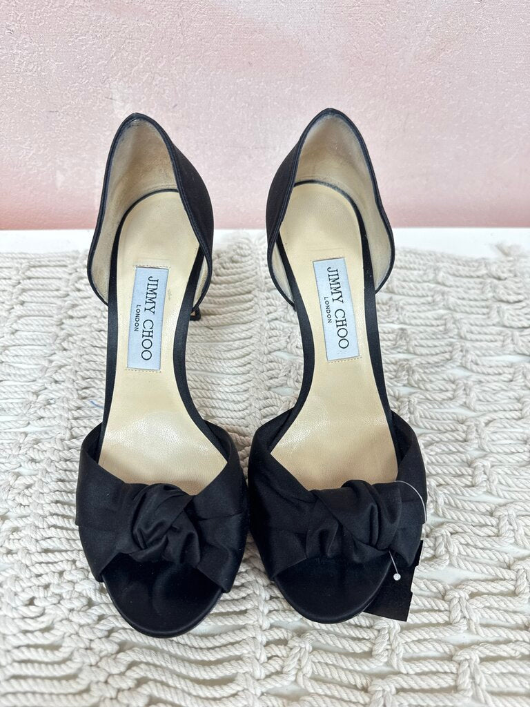 Jimmy Choo Black Satin D'Orsay Pump