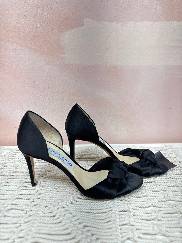 Jimmy Choo Black Satin D'Orsay Pump